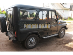 Силовые пороги на УАЗ Хантер 2003-, крепление к раме, накладки из рифлёного алюминия, универсальные (под стандартный и лифтованный кузов) (05.350.10)