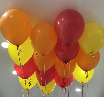 Шары красный, жёлтый, оранжевый 15 шт под потолок