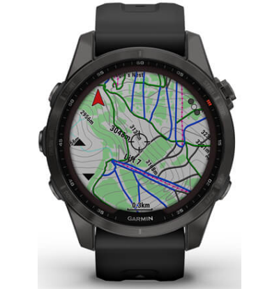 Умные часы Garmin Fenix 7s Sapphire Solar титановый серый DLC с черным ремешком