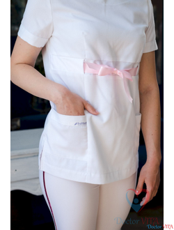 Блуза для беременных c атласной лентой IvaMed белая