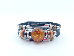 Браслет кожаный на кнопке