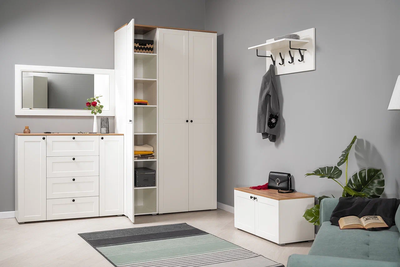 Шкаф-пенал Остин 13.225 белый шагрень, дуб вотан