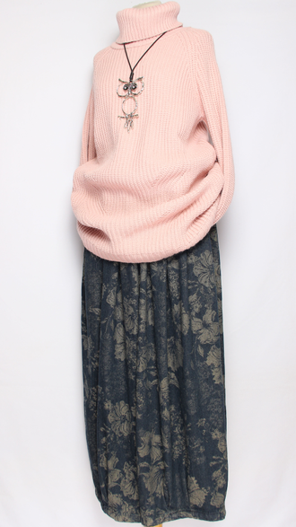 Свитер удлиненный "РЕГЛАН В РЕЗИНКУ" розовый р.48-54