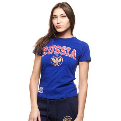 Футболка РОССИЯ женская синяя (р.L) 131890