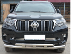 Защита переднего бампера с пластинами двойная d76/60 Toyota Land Cruiser Prado 150 (2017-...)