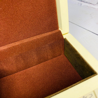 Деревянная шкатулка сундучок Белая 120*80 мм для украшений с росписью Хохлома