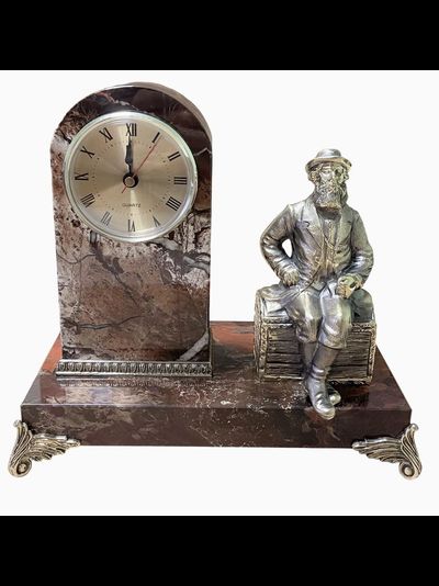 Часы интерьерные "Купец", бронза/яшма