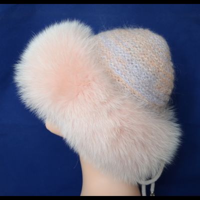 Шапка с мехом розовая Vizio Италия 5525