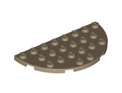 Plate, Round Half 4 x 8, Dark Tan (22888 / 6146989)