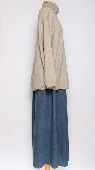 Свитер "ПУГОВИЦЫ СБОКУ И РАЗРЕЗЫ" морская волна, серый   р.46-54