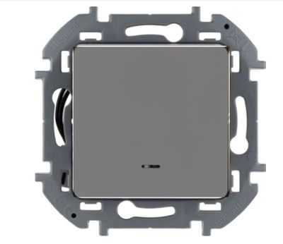Legrand, Inspiria, Выключатель одноклавишный с подсветкой - алюминий