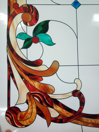 Витражная пленка, витражная пленка самоклеющаяся, пленочный витраж с классическим рисунком