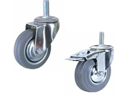 SALE Колесо серая резина D50  нагр35кг Н69мм  со стопором болтовое крепление М10