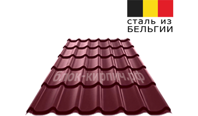 Металлочерепица classic quarzit Ral 3005 красное вино Grand line
