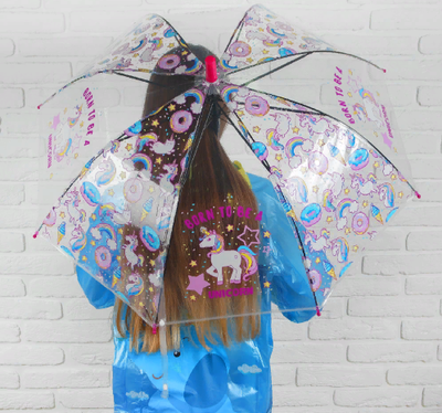 Детский зонт-трость Единорог, Цвет: Голубой, Розовый, Красный