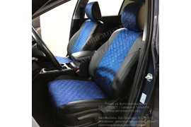Kia Sportage IV (2015+) (экокожа+алькантара ромб, черный+синий)