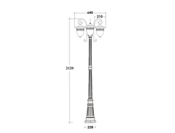 Садово-парковые светильники KRAKOW 1-3L(столб 3 фонаря )