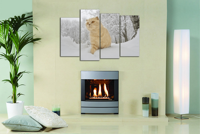 Модульная картина "Рыжий кот в снегу"