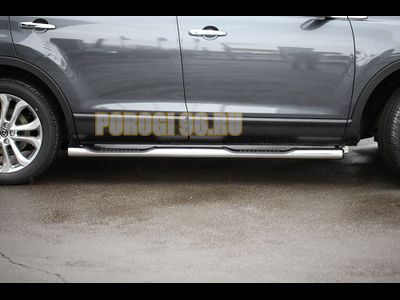 Пороги труба с проступью d76 для Mazda CX9 (2013)