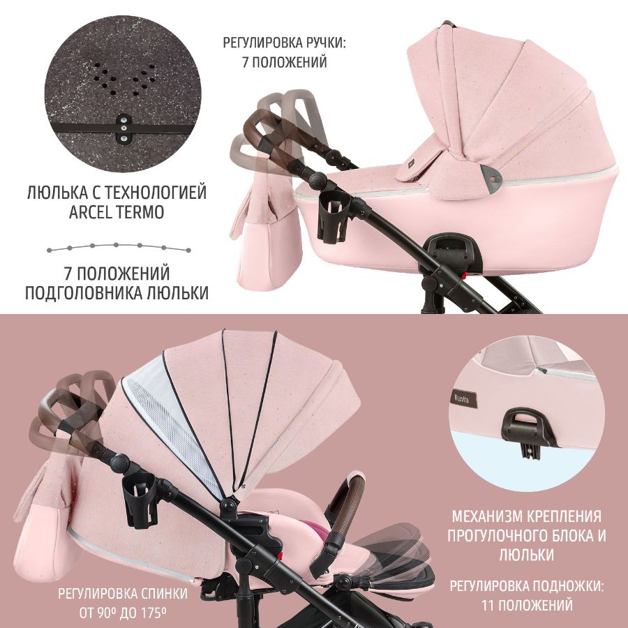 Коляска 2в1 Nuovita Carro Sport Rosa