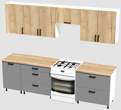 Кухня Эконом 2,1 метра (1300х800) Цвет: Дуб Вотан/Базальт