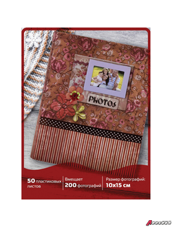 Фотоальбом BRAUBERG на 200 фотографий 10×15 см, твердая обложка, «Семья», бокс, красно-коричневый. 390673