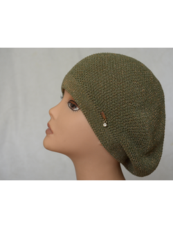 Салатовый берет женский вязаный Vizio Италия 6625  фото