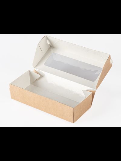 Коробка самосборная  с окном 17х7х4 см цвет крафт