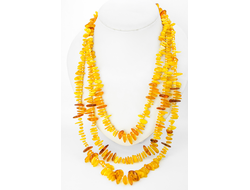 Бусы из натурального янтаря в три ряда