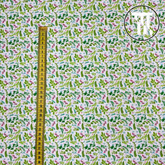 Бифлекс матовый принт Мелкие цветочки, цв. Зеленый