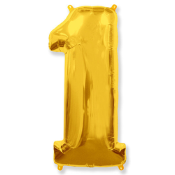 Воздушный шар фольгированный "Цифра 1. Золото"  (Испания) 102 см.
