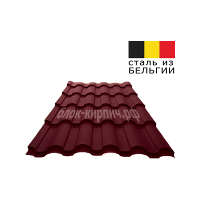 Металлочерепица Kredo 0.5мм Velur RAL 3005 красное вино Grand Line