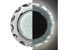 Светильник встраиваемый Ecola GX53 H4 LD5313 Стекло Круг с вогн.гранями подсветка 4K Хром-Хром (зерк.) 38x126 SM53RCECH