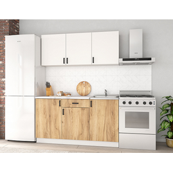 Кухонный гарнитур 1,5 ЛЕГЕНДА-10, белый снег/дуб крафт золотой