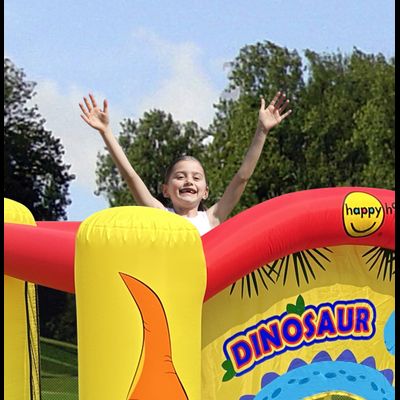 Батут с горкой Happy Hop «Забавный динозавр»