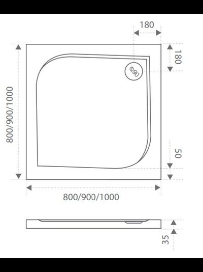 Прямоугольный душевой поддон из искусственного (литьевого) мрамора BAS Квадро
