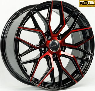 Комплект дисков R18 8,0J ET+35 5*114,3 Brixton Forged 1273 Черный глянец с красными лучами (T007)