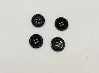 Пуговица, черная, 4 отверстия, 20 мм, арт. 40001