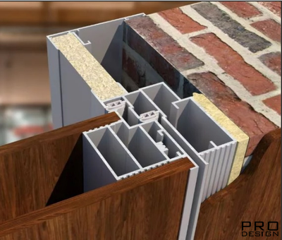 Алюминиевый короб для скрытых дверей Pro Design Duo наружного открывания с двойным притвором по RAL