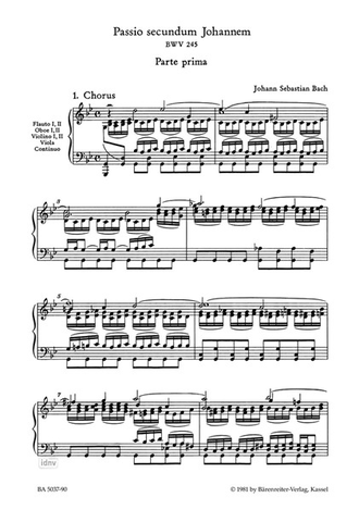 Bach, J.S. Johannes-Passion BWV245 Klavierauszug