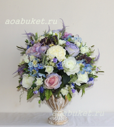 Элегантная Композиция из искусственных цветов в синем цвете Настроение № КВВ047/Для настроения купит