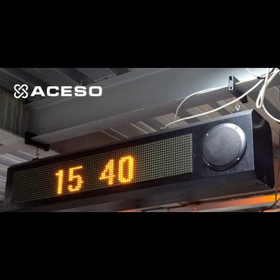 Визуально-акустическое табло 2640 x 400мм, подключена акустическая система 2х10 Вт ПДУ, датчик температуры.