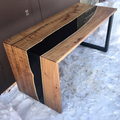 стол - река водопад из слэбов карагача