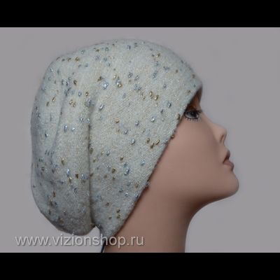 Вязаный берет с пчелкой Vizio Италия 6196 белый