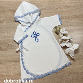 Тёплая рубашка для Крещения мальчика из фланели, можно вышить любое имя