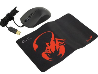 Комплект: Коврик и Проводная Мышь Genius Scorpion M6-400, черная USB 2.0