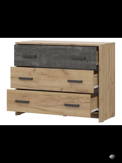 МСП 1 Комод 3 ящика Дуб Золотой/Камень тёмный