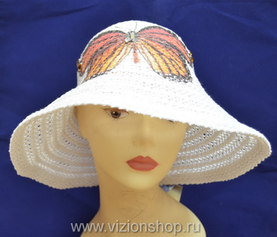 Женская шляпа с полями летняя с принтом бабочка