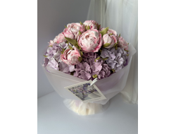 Букет пионов и гортензий из зефира