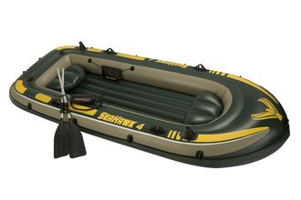Лодка надувная Seahawk 400 Set (351Х145Х48 см) + весла, насос, 2 подушки. Арт. 68351